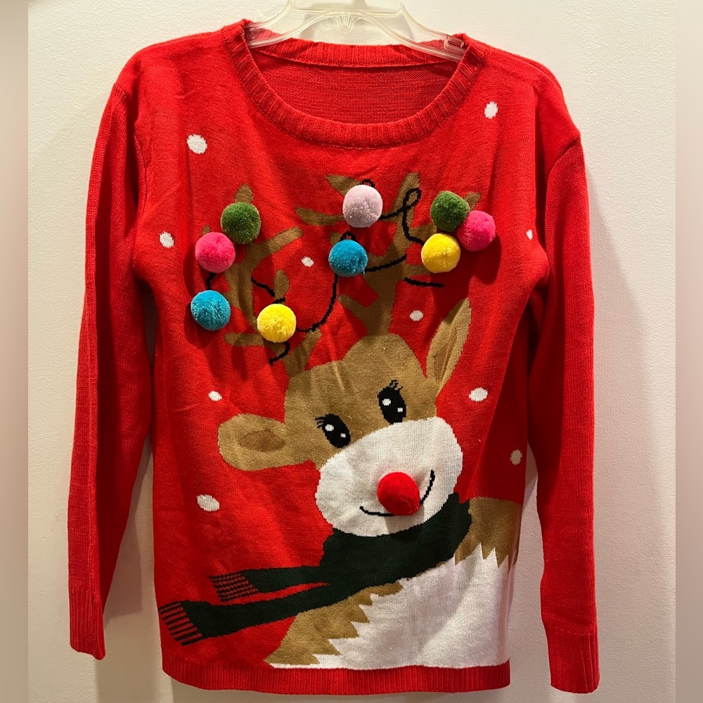 Festive Red Reindeer Sweater